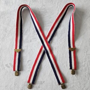 Vintage Suspenders Braces Adjustable Hipster Red White Blue  Woven Grandpa Pants